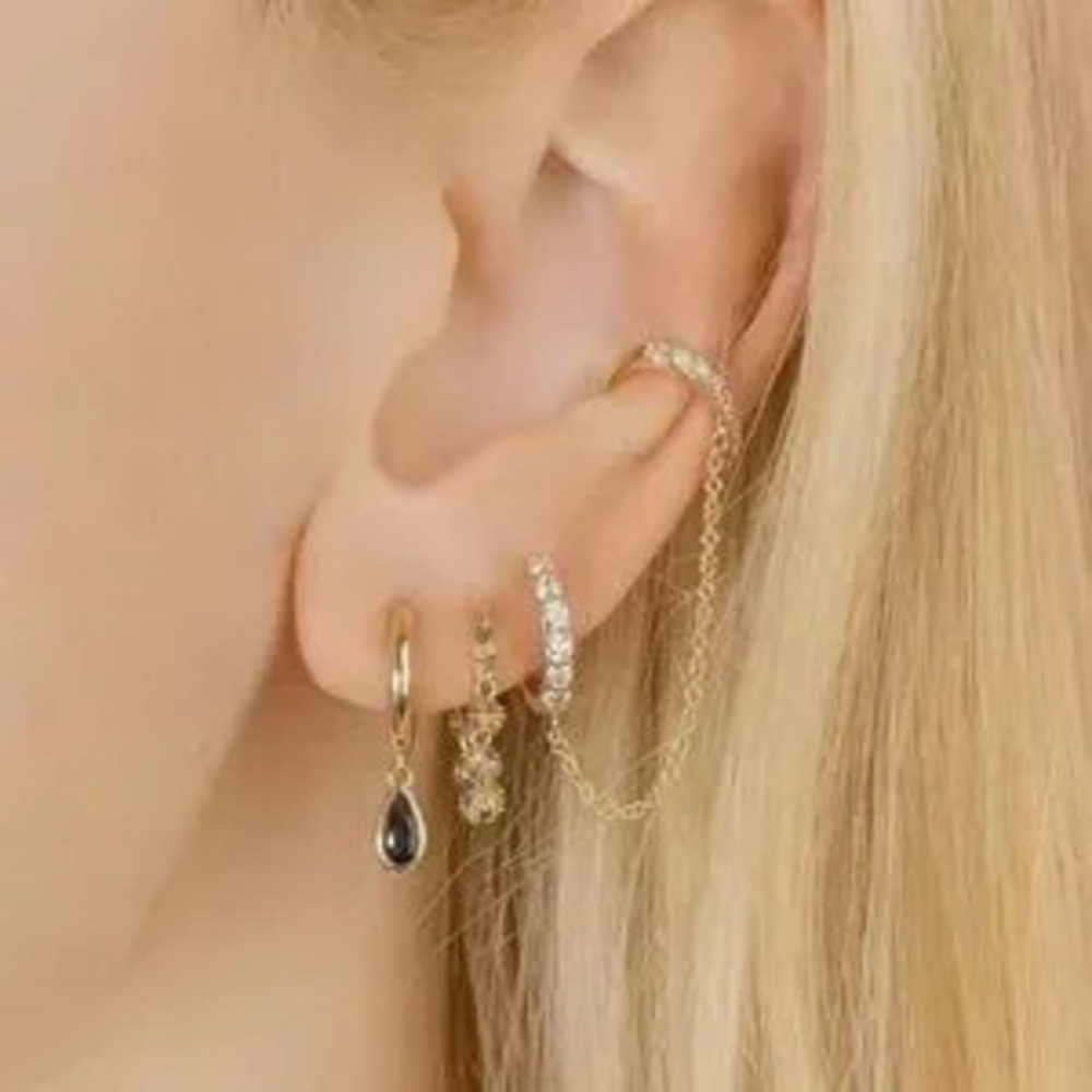 Kate Spade Elegant Silver Chain Hoop Earrings Gift Minimalist - Picture 2 of 4